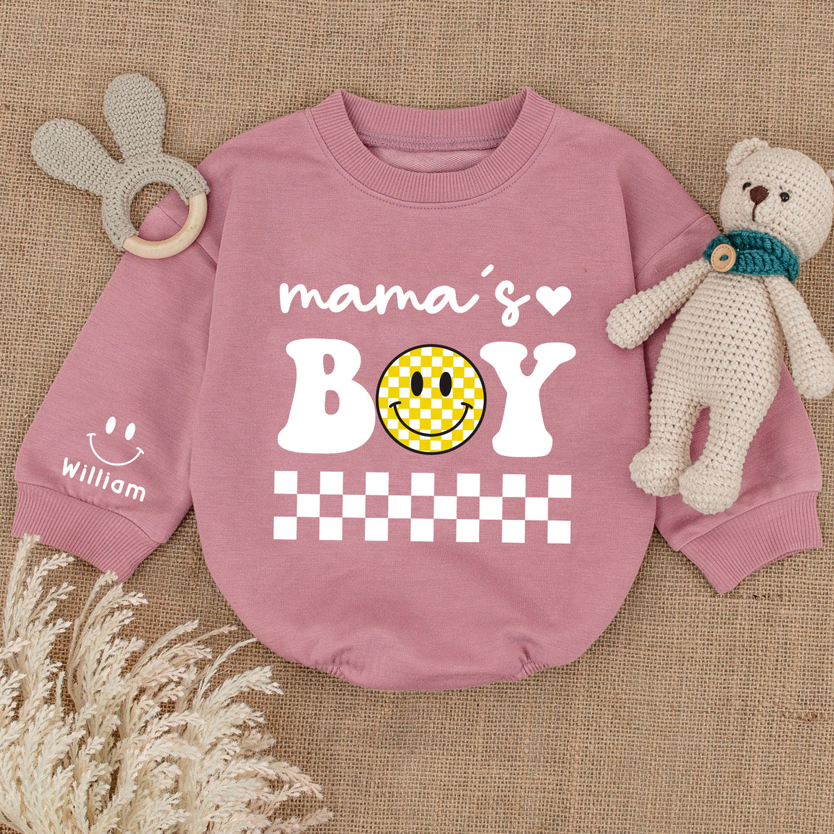 2 Sides Bodysuit Romper Long Sleeve Mama's Boy Personalized Custom Babysuit - Gift For Baby And Mom - LuthCreative