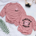 Auntie's Bestie Smile Face Custom Name Personalized Baby Romper - Short/Long Sleeve (0-2Y) - LuthCreative