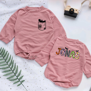 Customized Name with Halloween Spooky Style Personalized Baby Romper - Short/Long Sleeve (0-2Y)