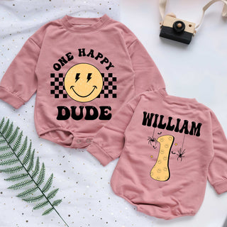 One Happy Dude Personalized Baby Romper - Short/Long Sleeve (0-2Y)