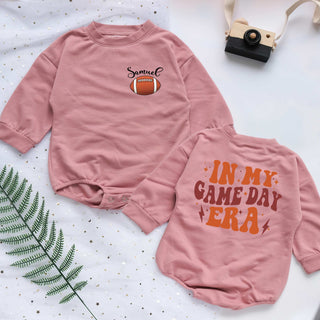 Football In My Game Day Era Custom Name Personalized Baby Romper - Short/Long Sleeve (0-2Y)