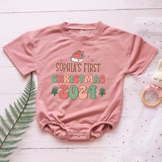 Custom Baby First Christmas 2024 Personalized Baby Romper - Short/Long Sleeve (0-2Y)