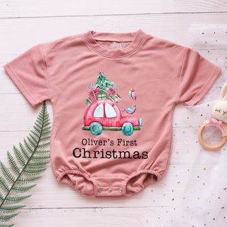 Custom Name First Christmas Personalized Baby Romper - Short/Long Sleeve (0-2Y)