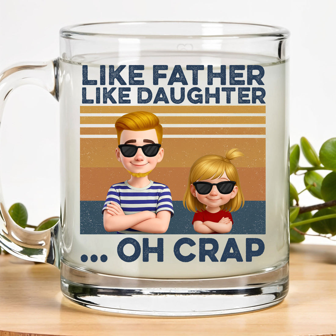 Funny Father’s Day Gift for Dad – Like Father Like Daughter Glass Mug – Hilarious Personalized Present for Cool Dads