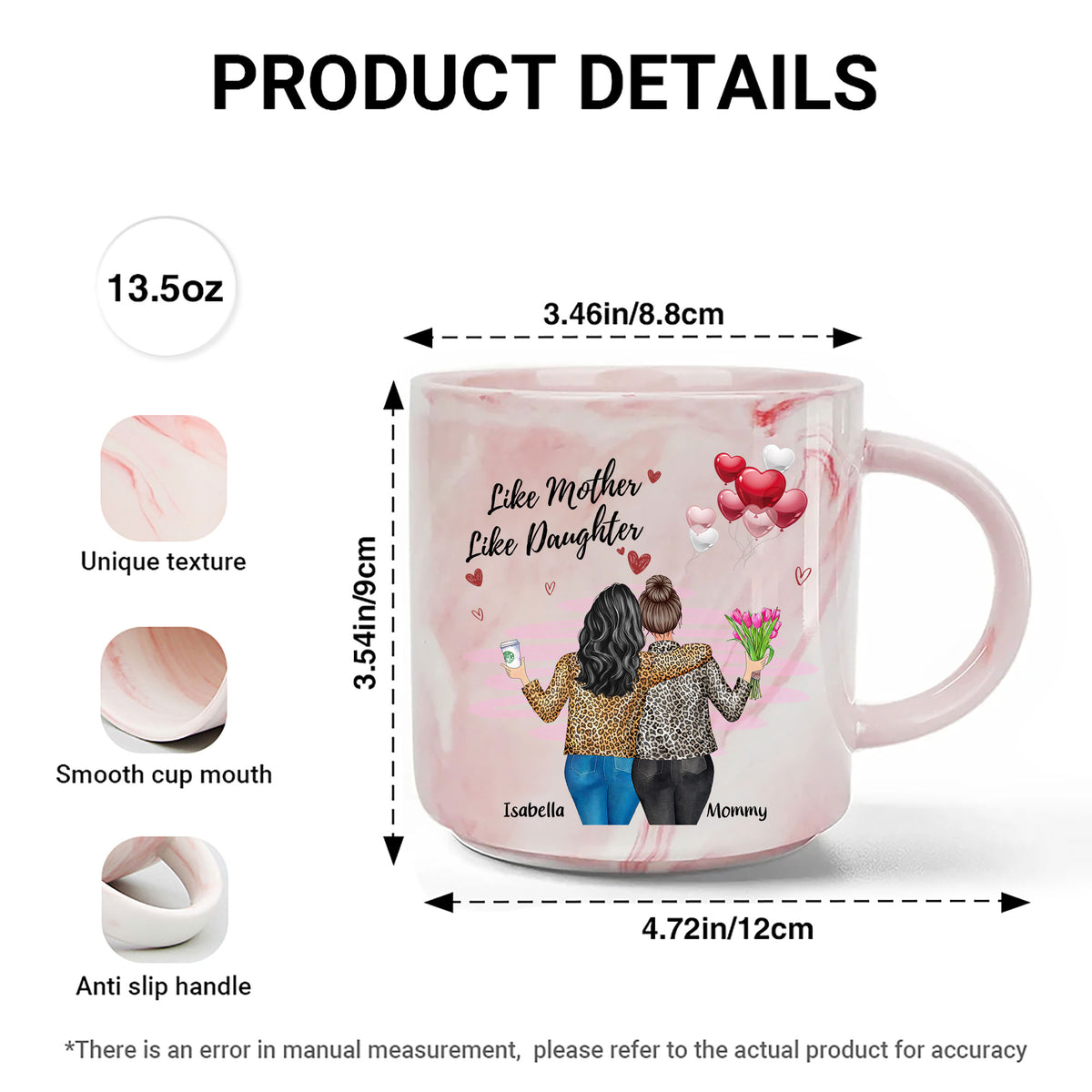 Like Mother Like Daughter Custom Name Personalized Marble Mug