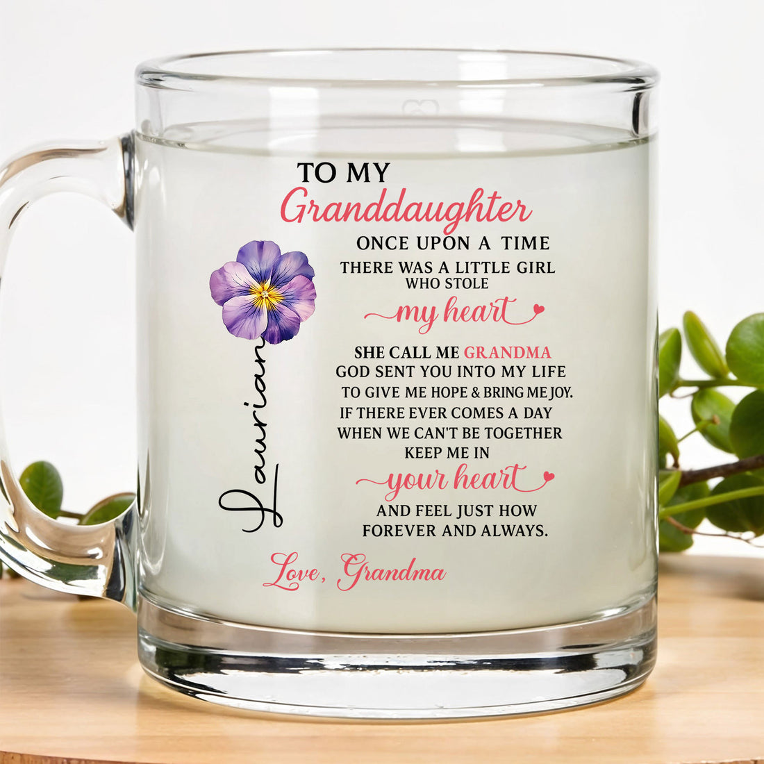 To My Granddaughter Glass Mug from Grandma – A Heartfelt Gift to Celebrate Love, Bond, and Special Moments That Last a Lifetime