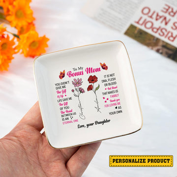 Personalized Ring Dish To my Bonus Mom Jewelry Dish - LuthCreative