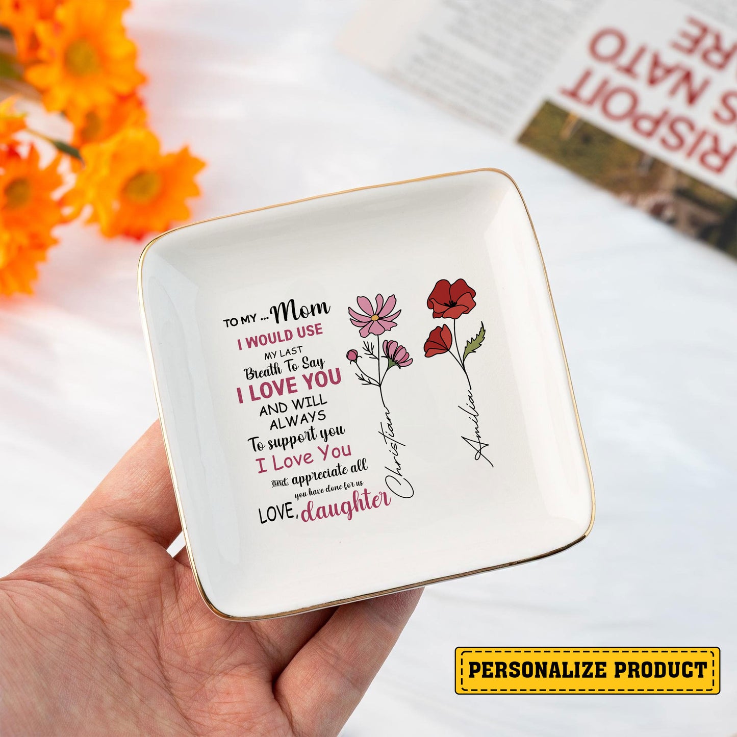 Personalized Ring Dish To My Mom I Would Use My Last Breath To Say Jewelry Dish - LuthCreative