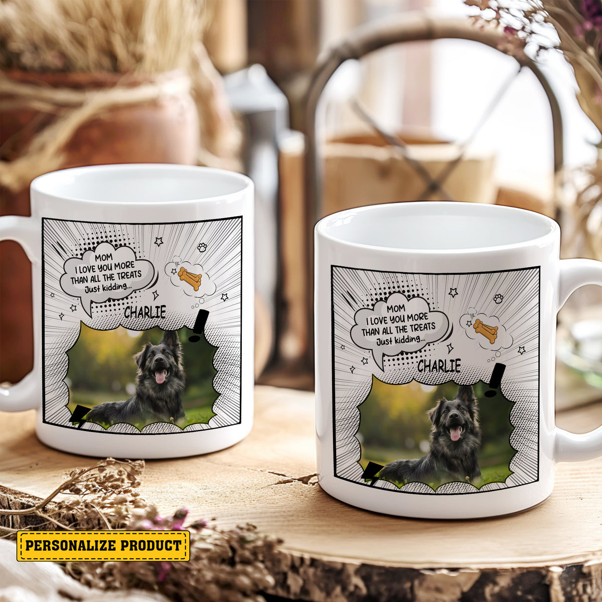 Mom I Love You More Than All The Treats Just Kidding Mug - Personalized Comic Style Mug for Cat Mom