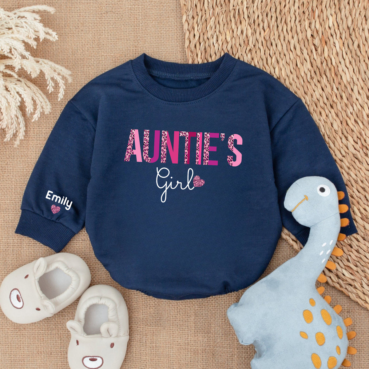 Baby Bodysuit Romper Long Sleeve Customize Name Auntie's Girl Personalized Custom Babysuit - Gift For Niece And Auntie - LuthCreative