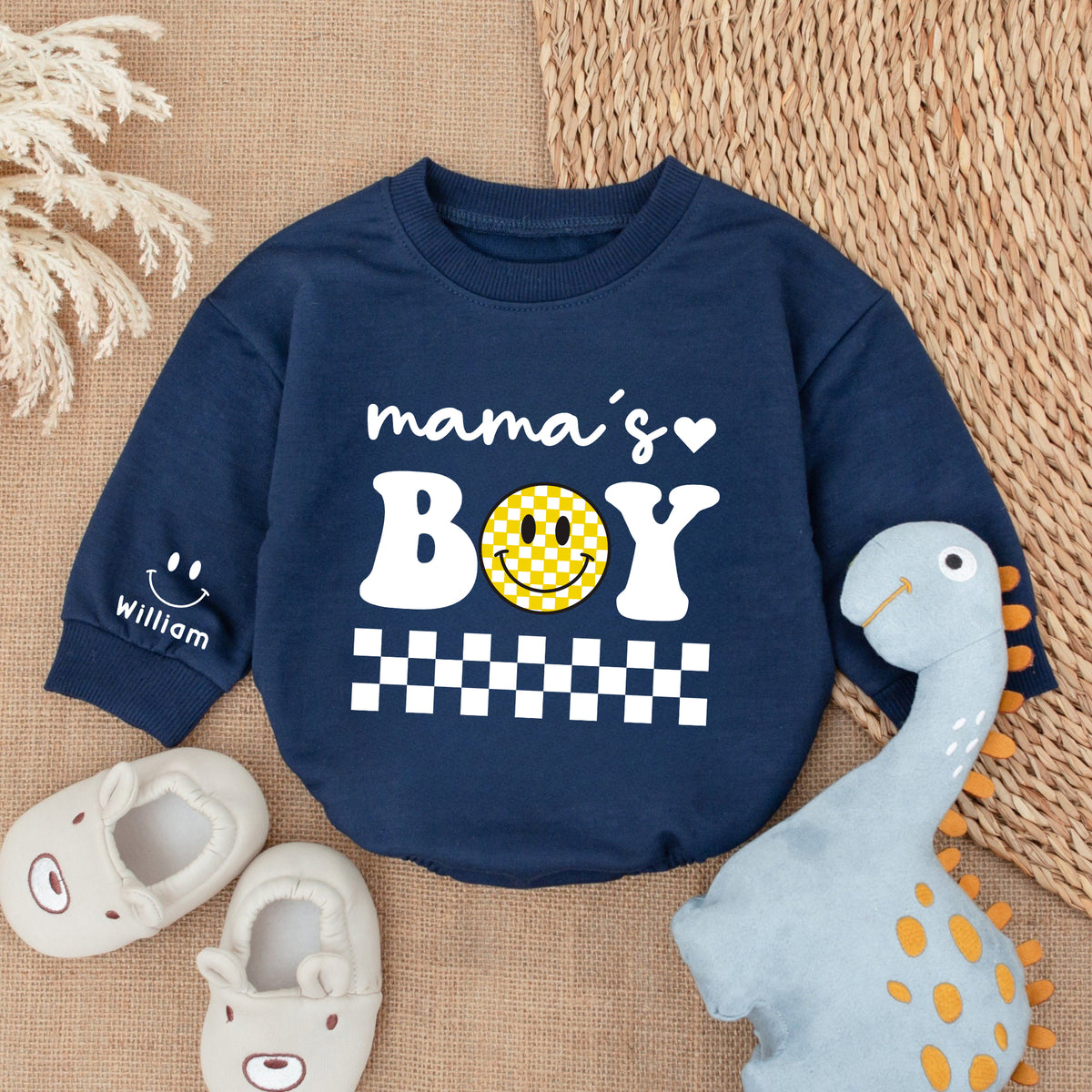 2 Sides Bodysuit Romper Long Sleeve Mama's Boy Personalized Custom Babysuit - Gift For Baby And Mom - LuthCreative