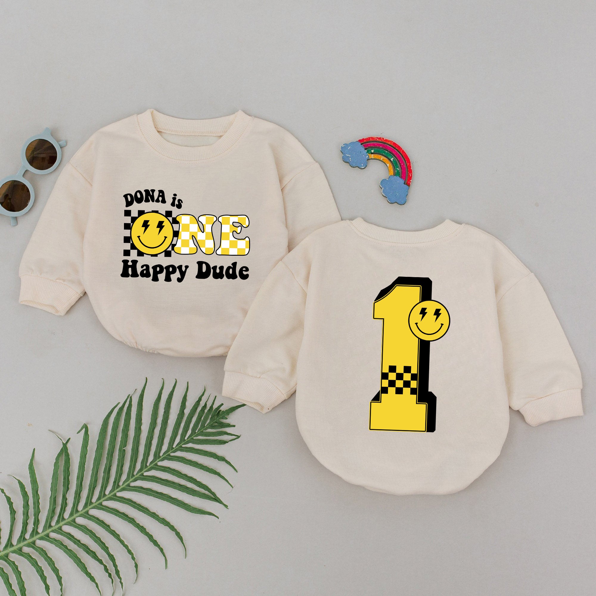 Romper Baby Customize One Happy Dude - Personalized Custom Babysuit - Gift For Baby - LuthCreative