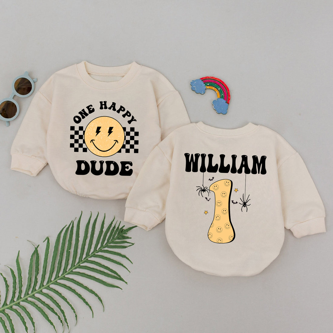 Romper Baby Customize One Happy Dude - Personalized Custom Babysuit - Gift For Baby - LuthCreative