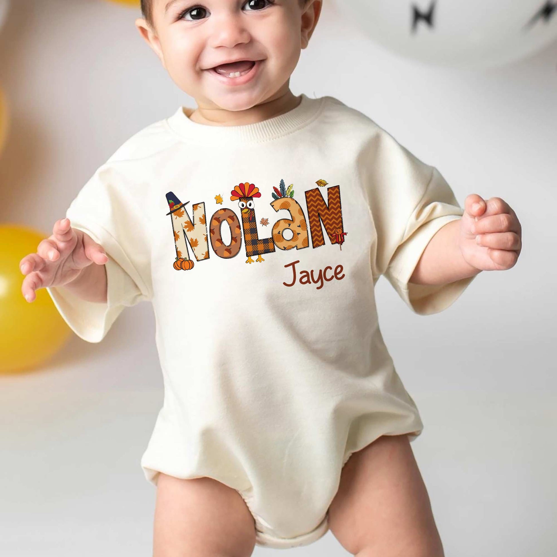 Customized Name Thanksgiving Personalized Baby Romper - Short/Long Sleeve (0-2Y) - LuthCreative