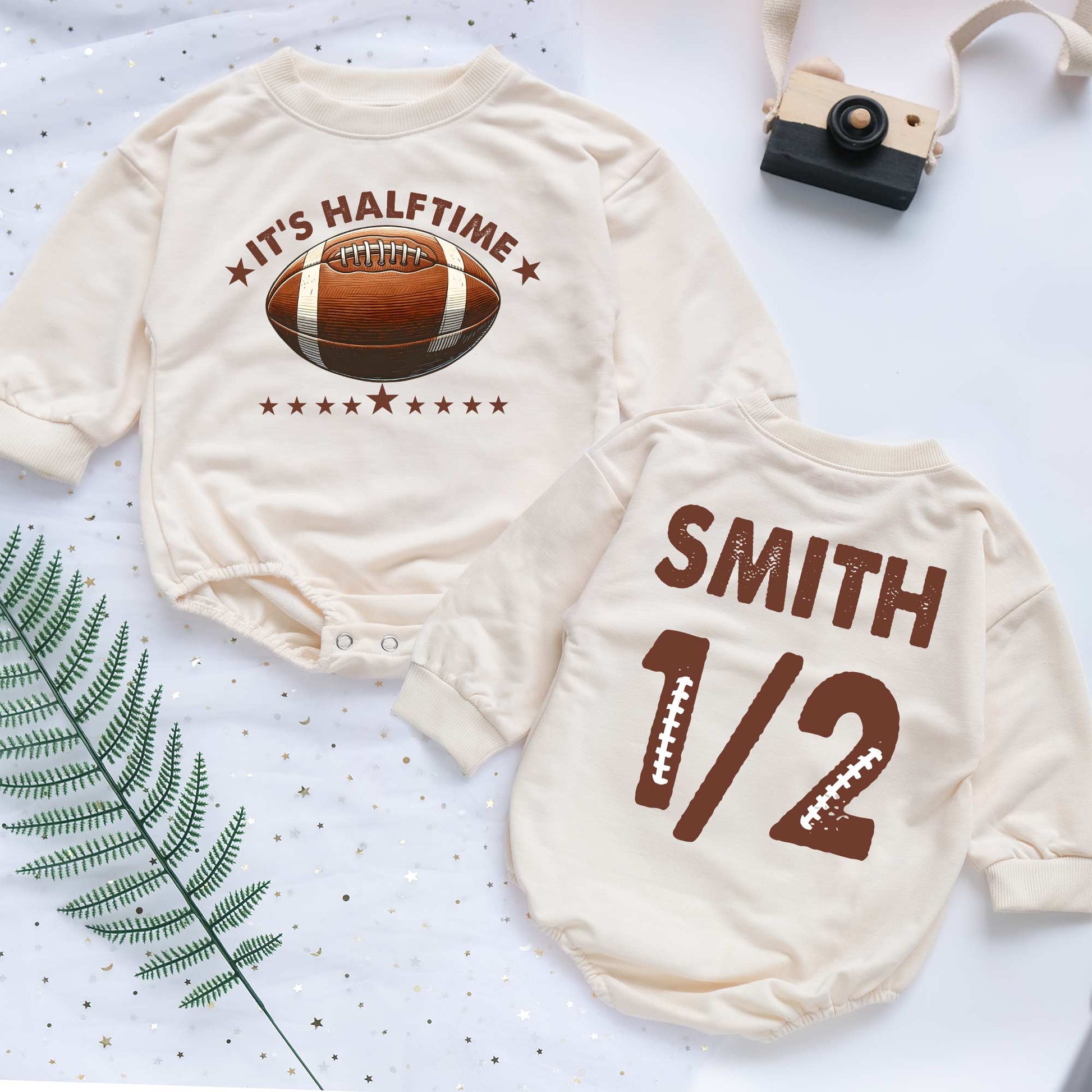 Baby Bodysuit Romper Long Sleeve Customize It's Halftime Personalized Custom Babysuit - Gift For Baby - LuthCreative