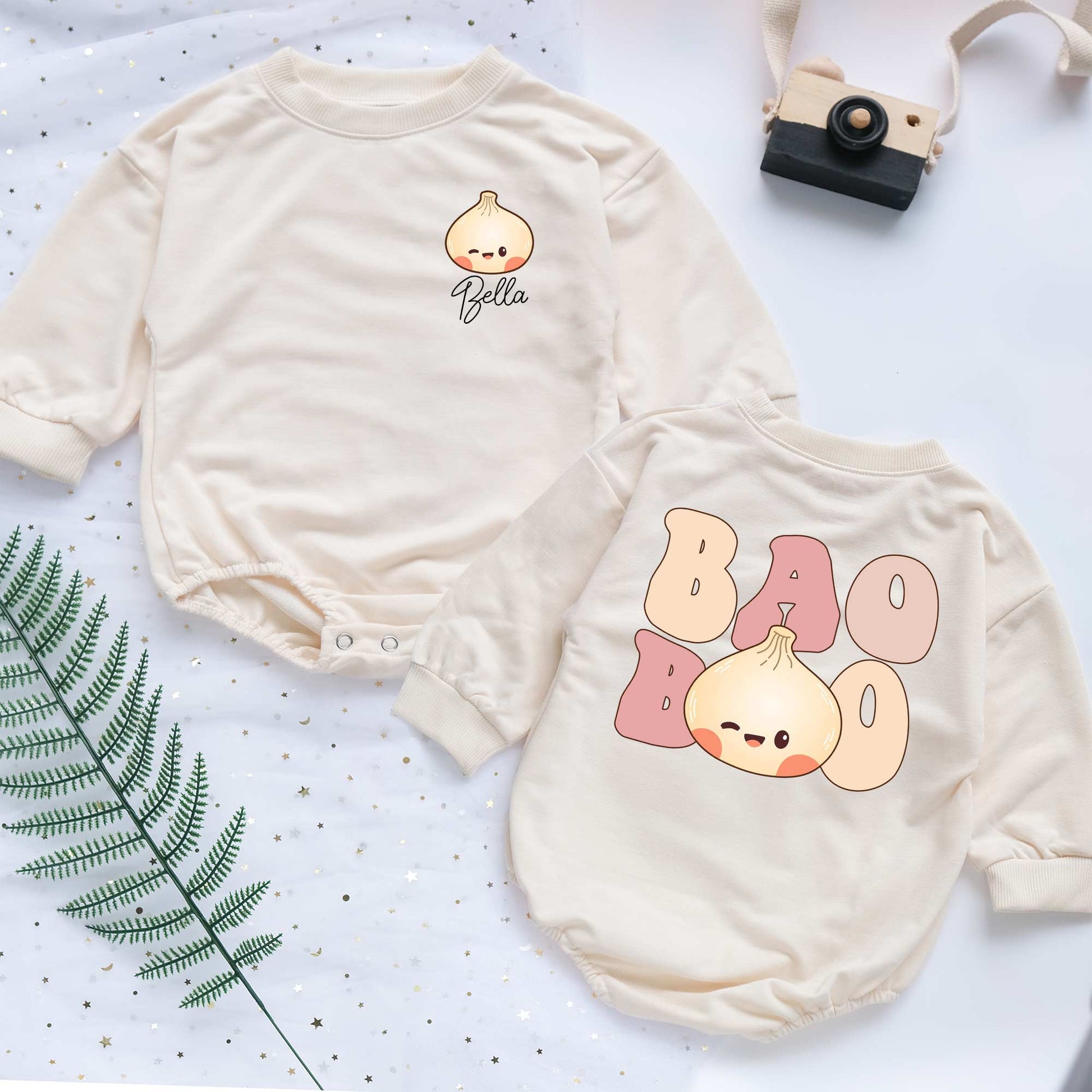 Custom Name Baby Bao Personalized Baby Romper - Short/Long Sleeve (0-2Y) - LuthCreative