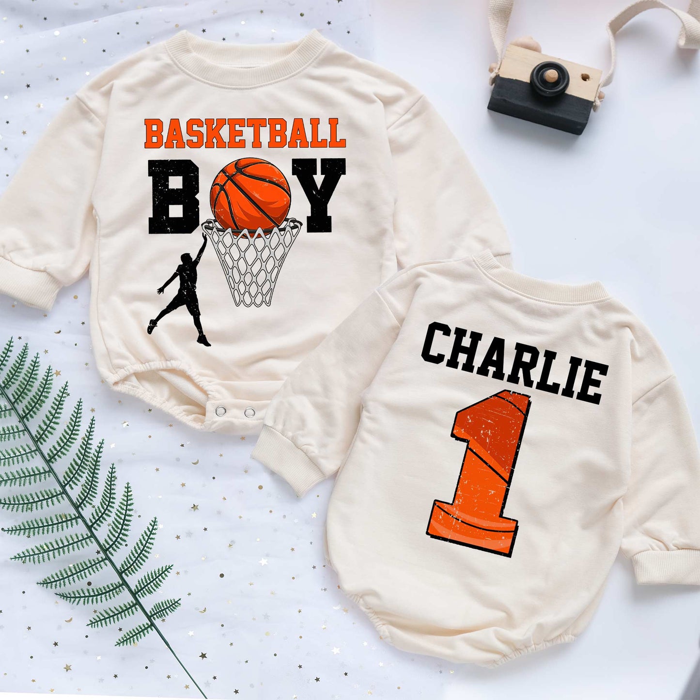 Basketball Boy Custom Name Personalized Baby Romper - Short/Long Sleeve (0-2Y) - LuthCreative