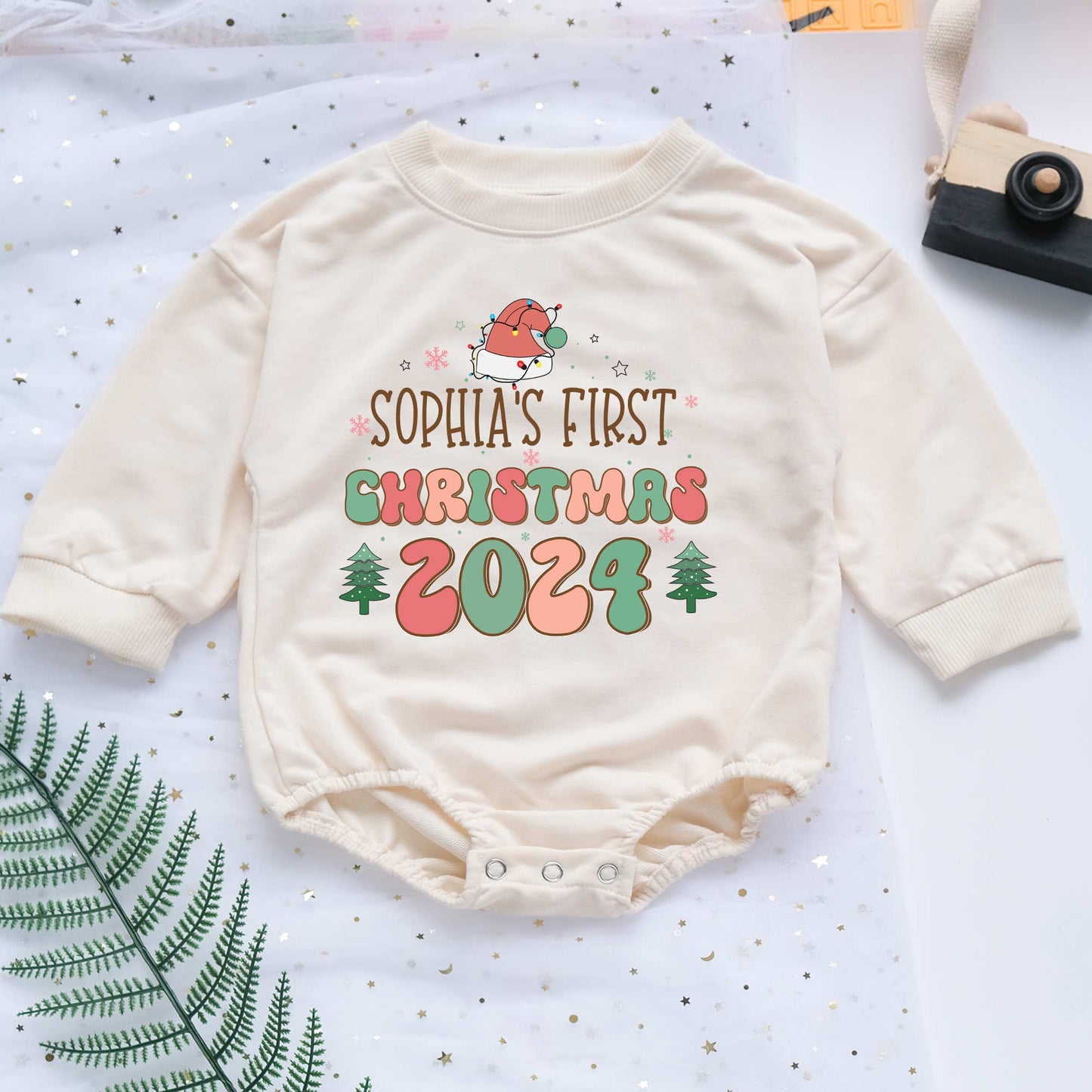 Custom Baby First Christmas 2024 Personalized Baby Romper - Short/Long Sleeve (0-2Y) - LuthCreative