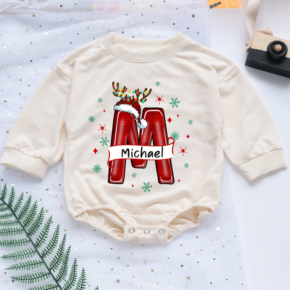 Custom Name Christmas Personalized Baby Romper - Short/Long Sleeve (0-2Y) - LuthCreative