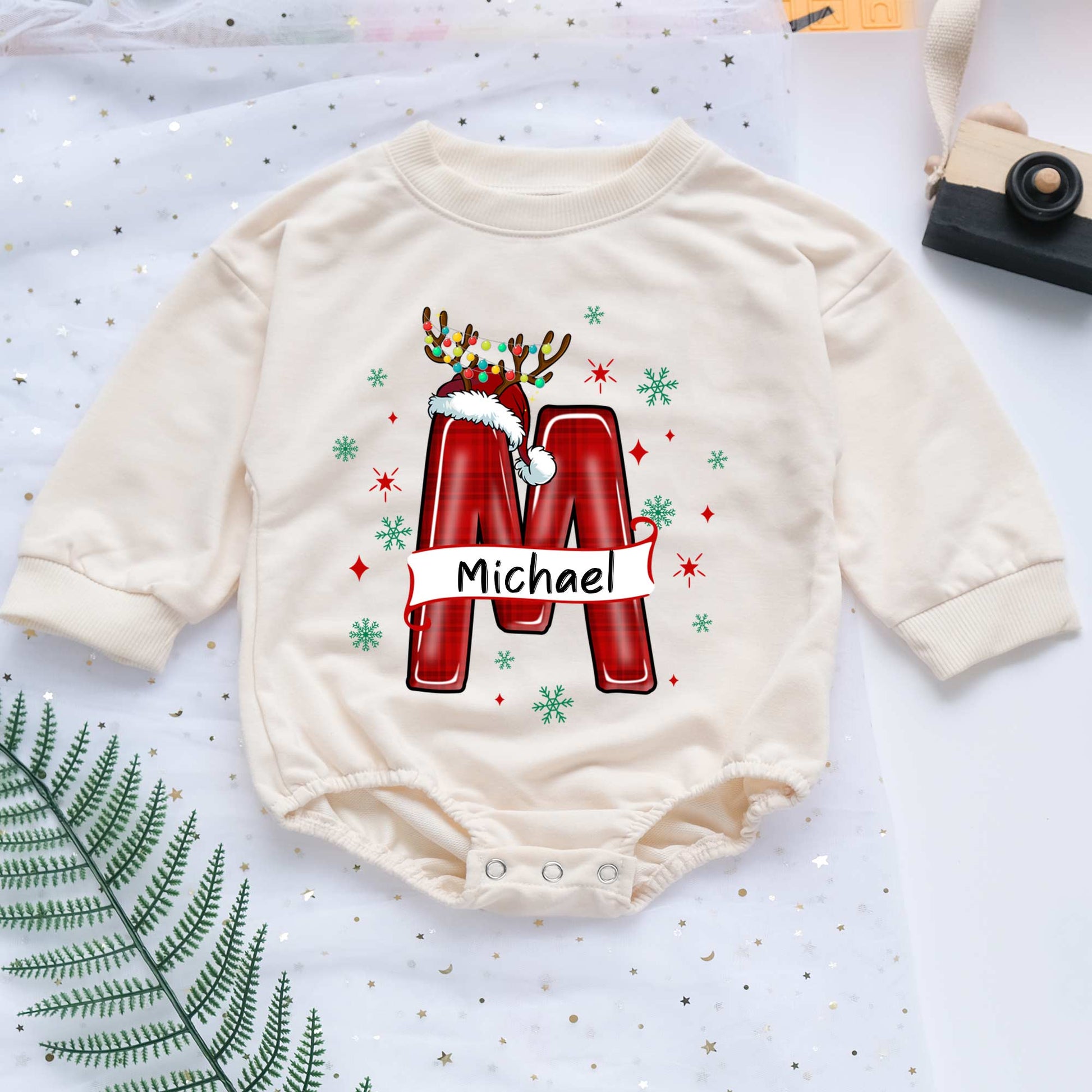 Custom Name Christmas Personalized Baby Romper - Short/Long Sleeve (0-2Y) - LuthCreative