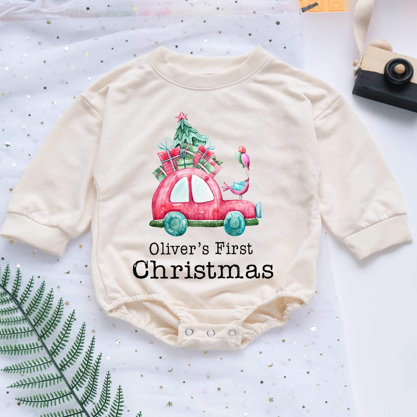 Custom Name First Christmas Personalized Baby Romper - Short/Long Sleeve (0-2Y) - LuthCreative