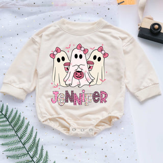 Little Boo Spooky Halloween Personalized Baby Romper - Short/Long Sleeve (0-2Y)