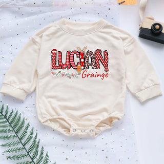 Christmas Candy Custom Name Personalized Baby Romper - Short/Long Sleeve (0-2Y)