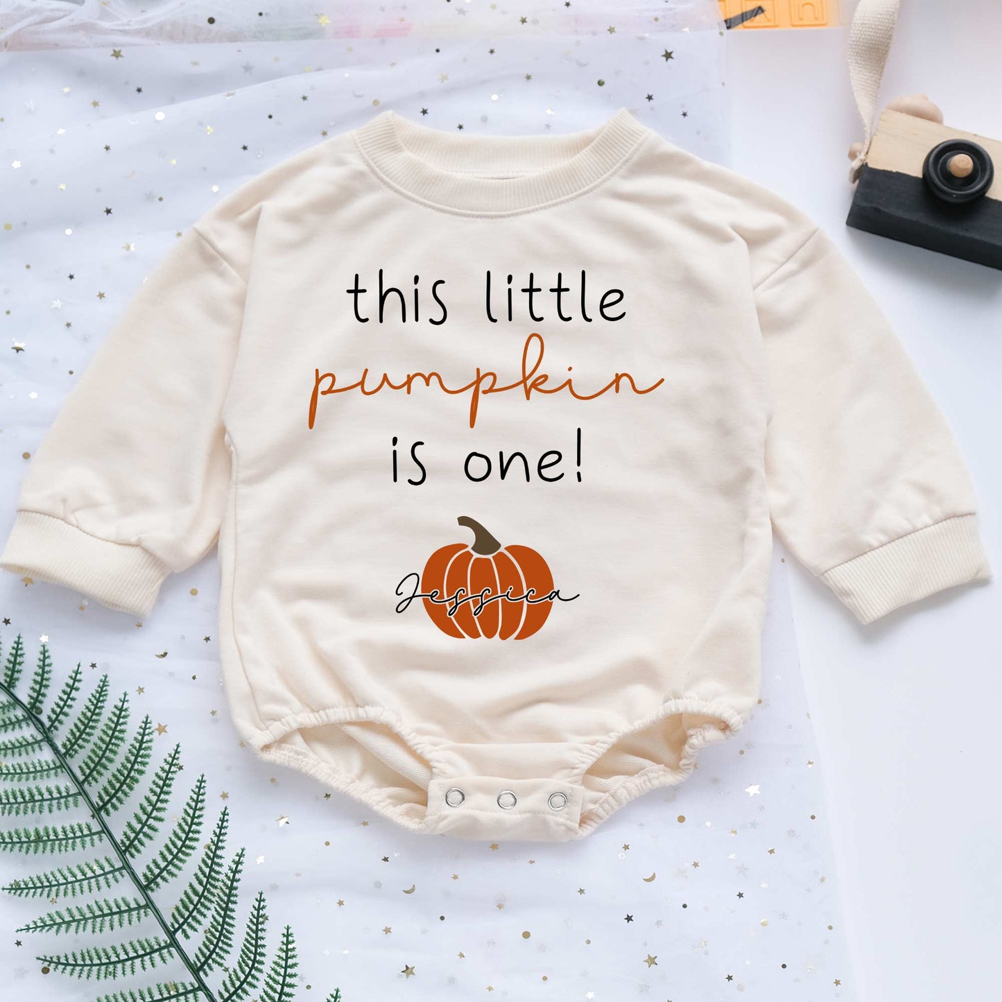 Thanksgiving This Little Pumpkin Is One Personalized Baby Romper - Short/Long Sleeve (0-2Y) - LuthCreative