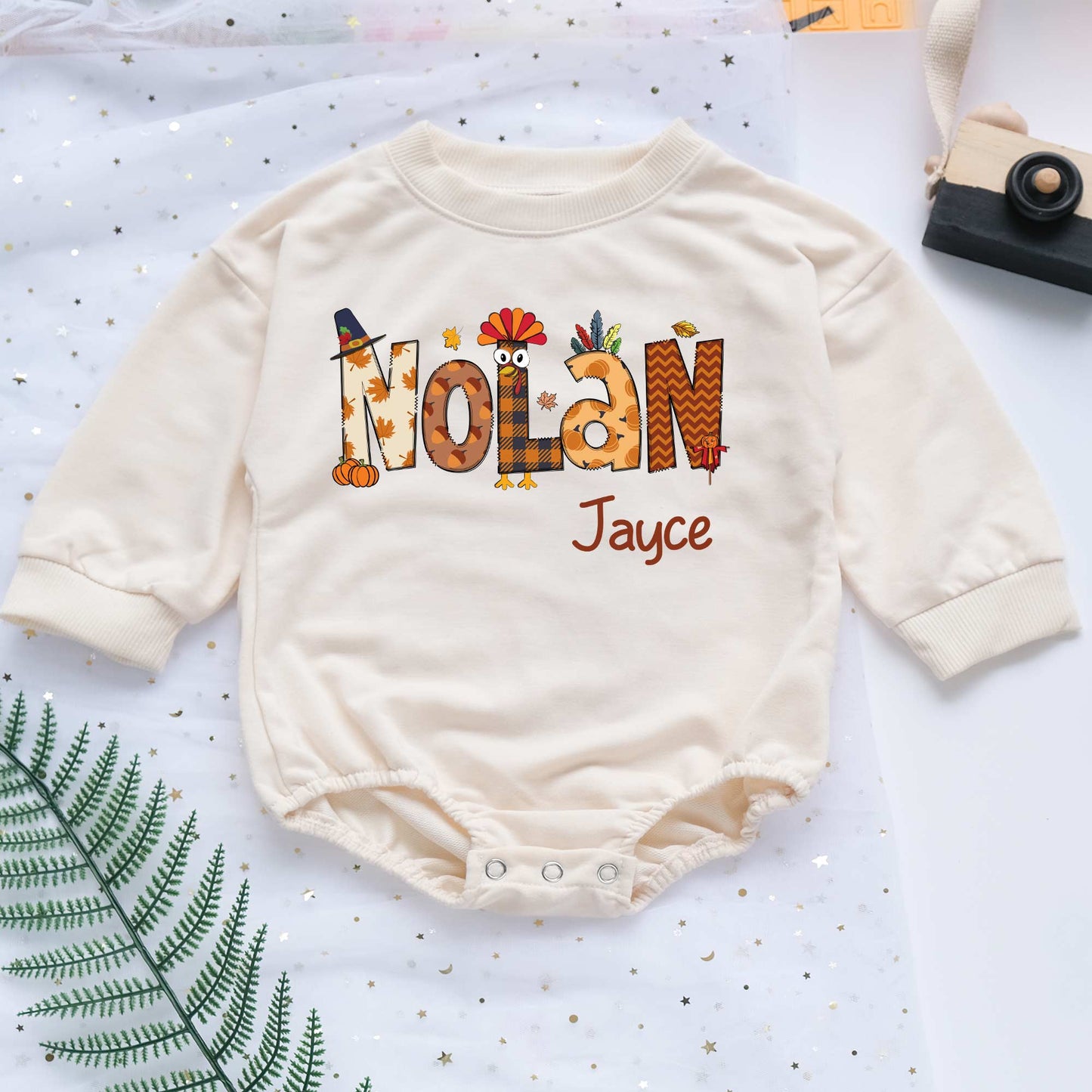 Customized Name Thanksgiving Personalized Baby Romper - Short/Long Sleeve (0-2Y) - LuthCreative