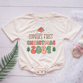 Custom Baby First Christmas 2024 Personalized Baby Romper - Short/Long Sleeve (0-2Y)