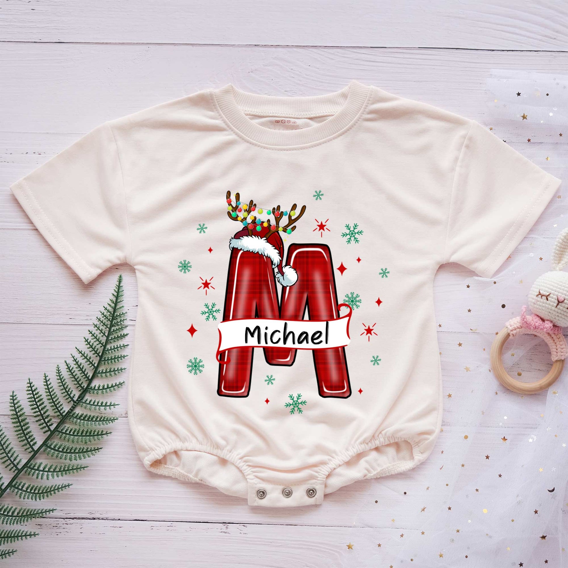 Custom Name Christmas Personalized Baby Romper - Short/Long Sleeve (0-2Y) - LuthCreative