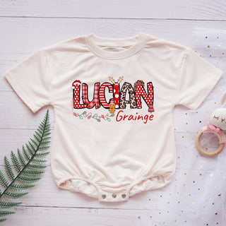 Christmas Candy Custom Name Personalized Baby Romper - Short/Long Sleeve (0-2Y)