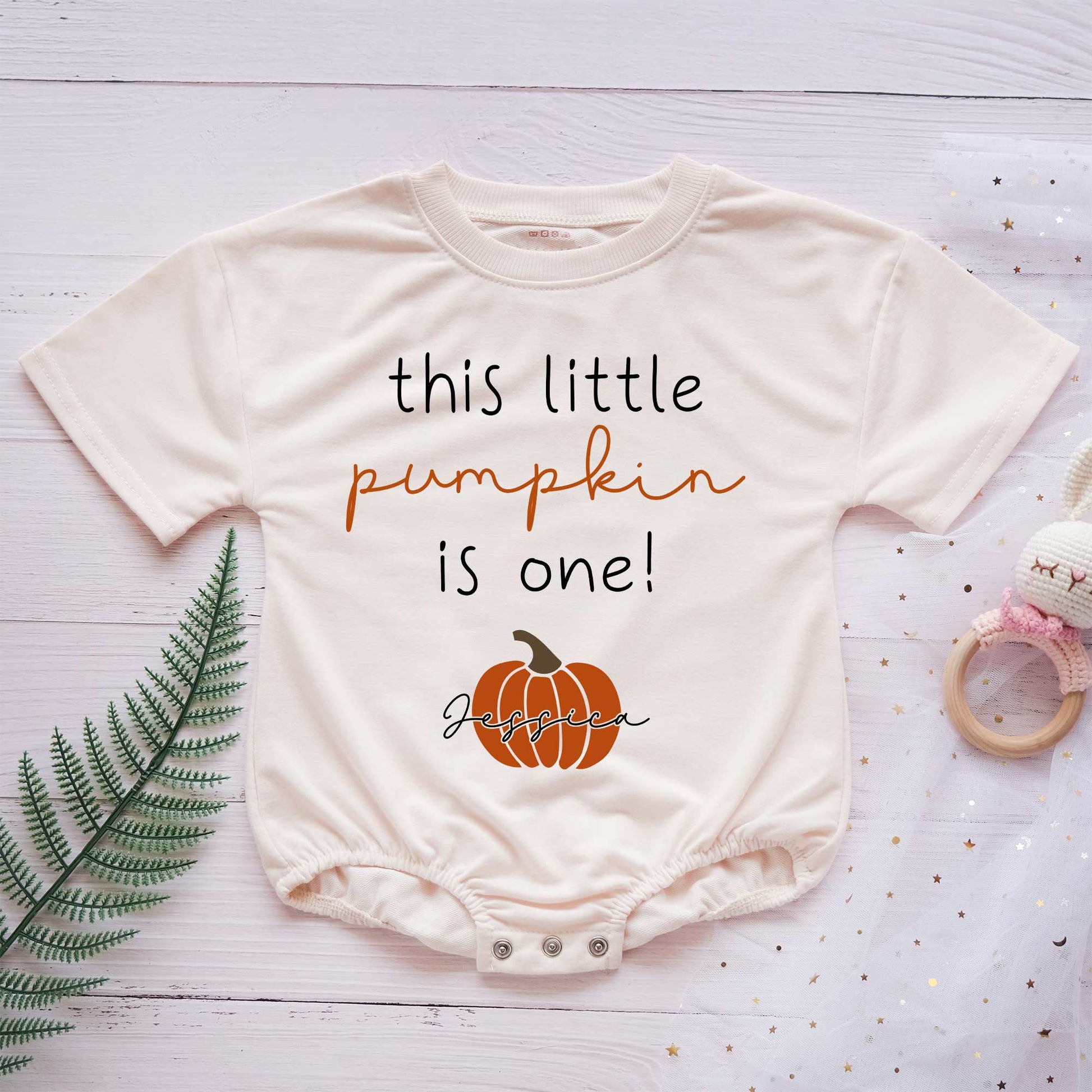 Thanksgiving This Little Pumpkin Is One Personalized Baby Romper - Short/Long Sleeve (0-2Y) - LuthCreative