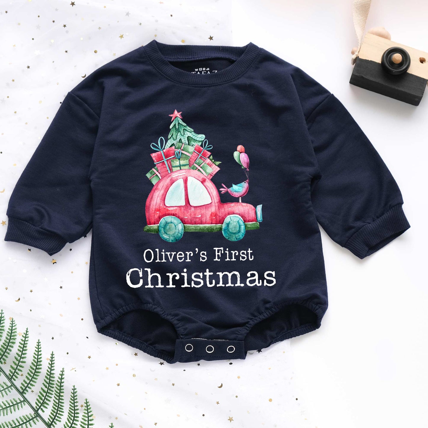 Custom Name First Christmas Personalized Baby Romper - Short/Long Sleeve (0-2Y) - LuthCreative