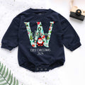 Custom First Letter First Christmas 2024 Personalized Baby Romper - Short/Long Sleeve (0-2Y) - LuthCreative