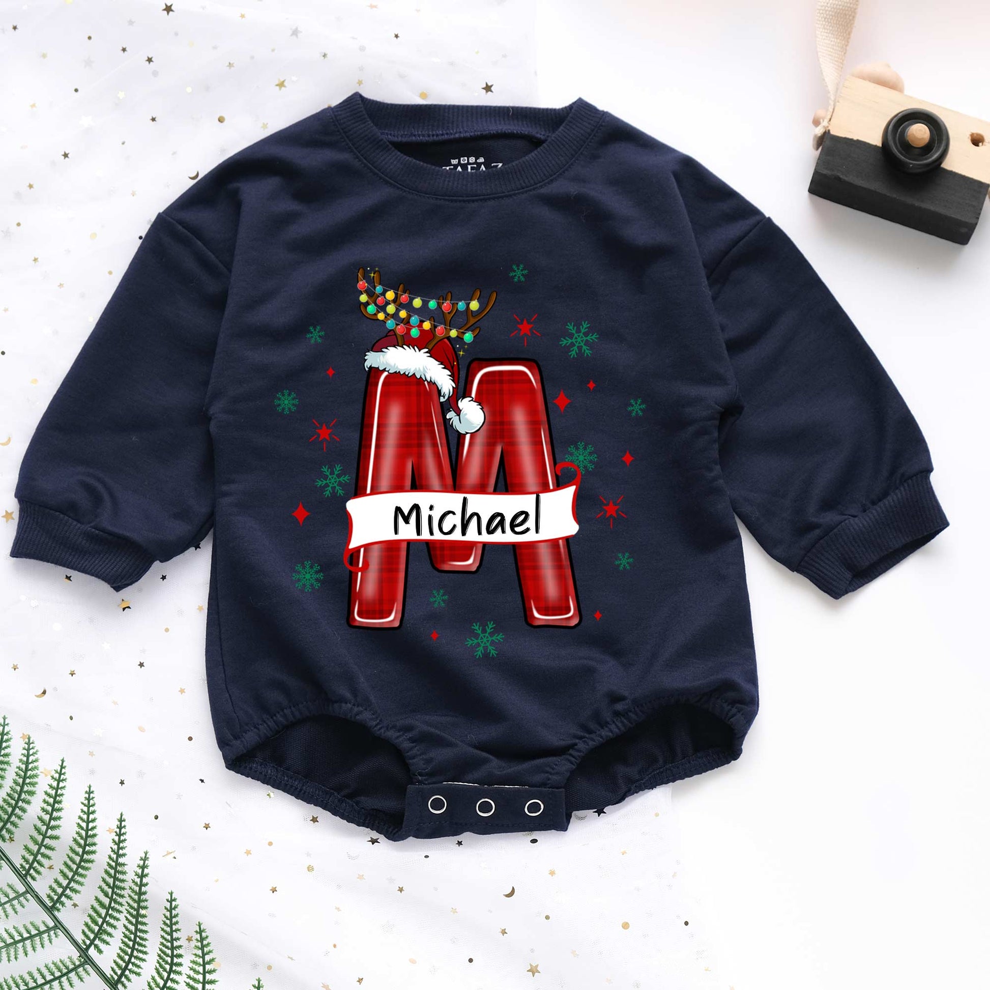 Custom Name Christmas Personalized Baby Romper - Short/Long Sleeve (0-2Y) - LuthCreative