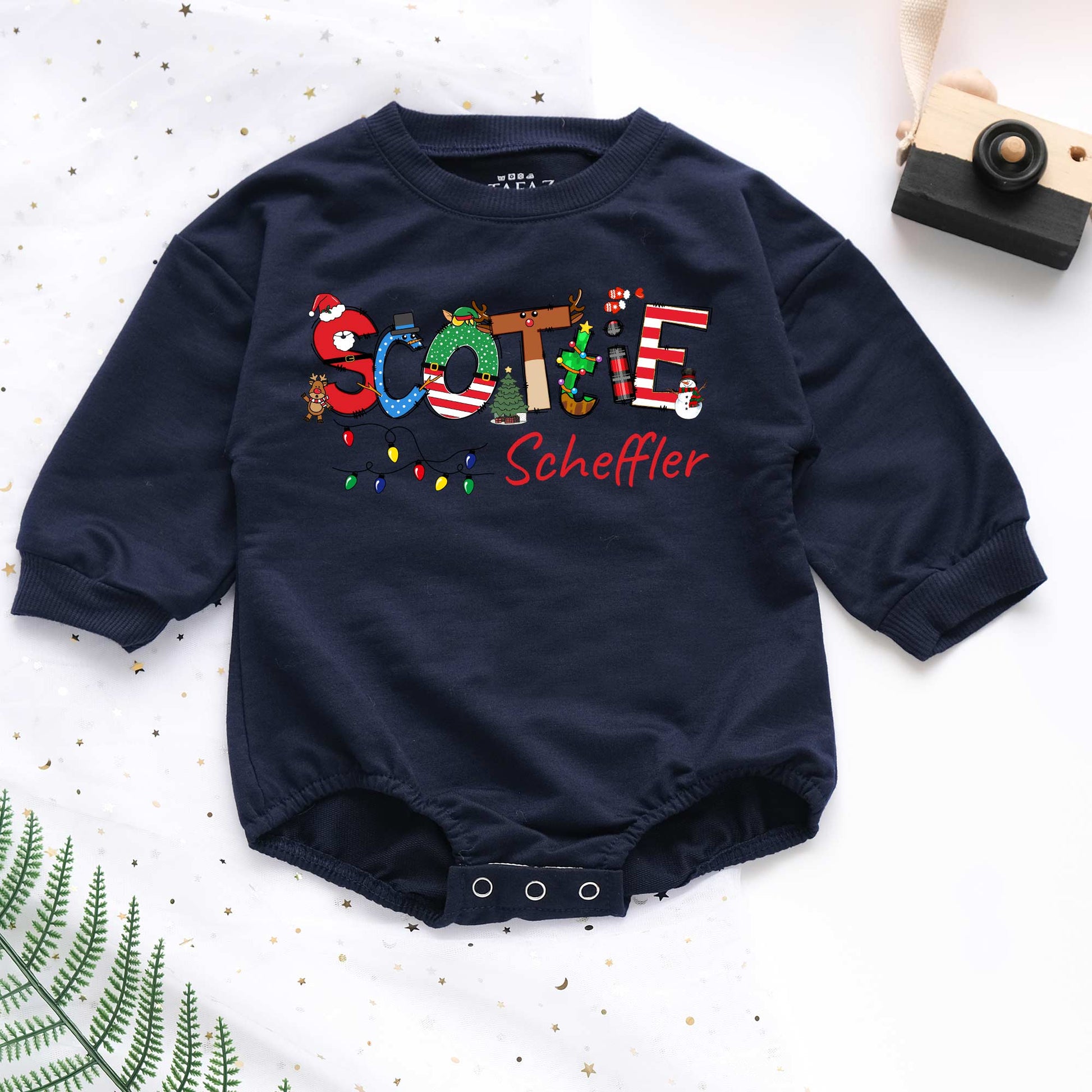 Christmas Candy Custom Name Personalized Baby Romper - Short/Long Sleeve (0-2Y) - LuthCreative