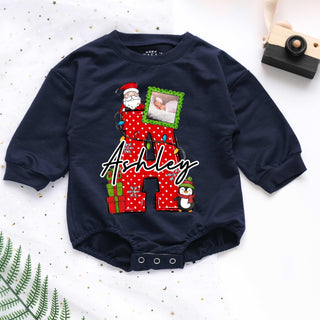 First Letter Custom Name Christmas Personalized Baby Romper - Short/Long Sleeve (0-2Y)