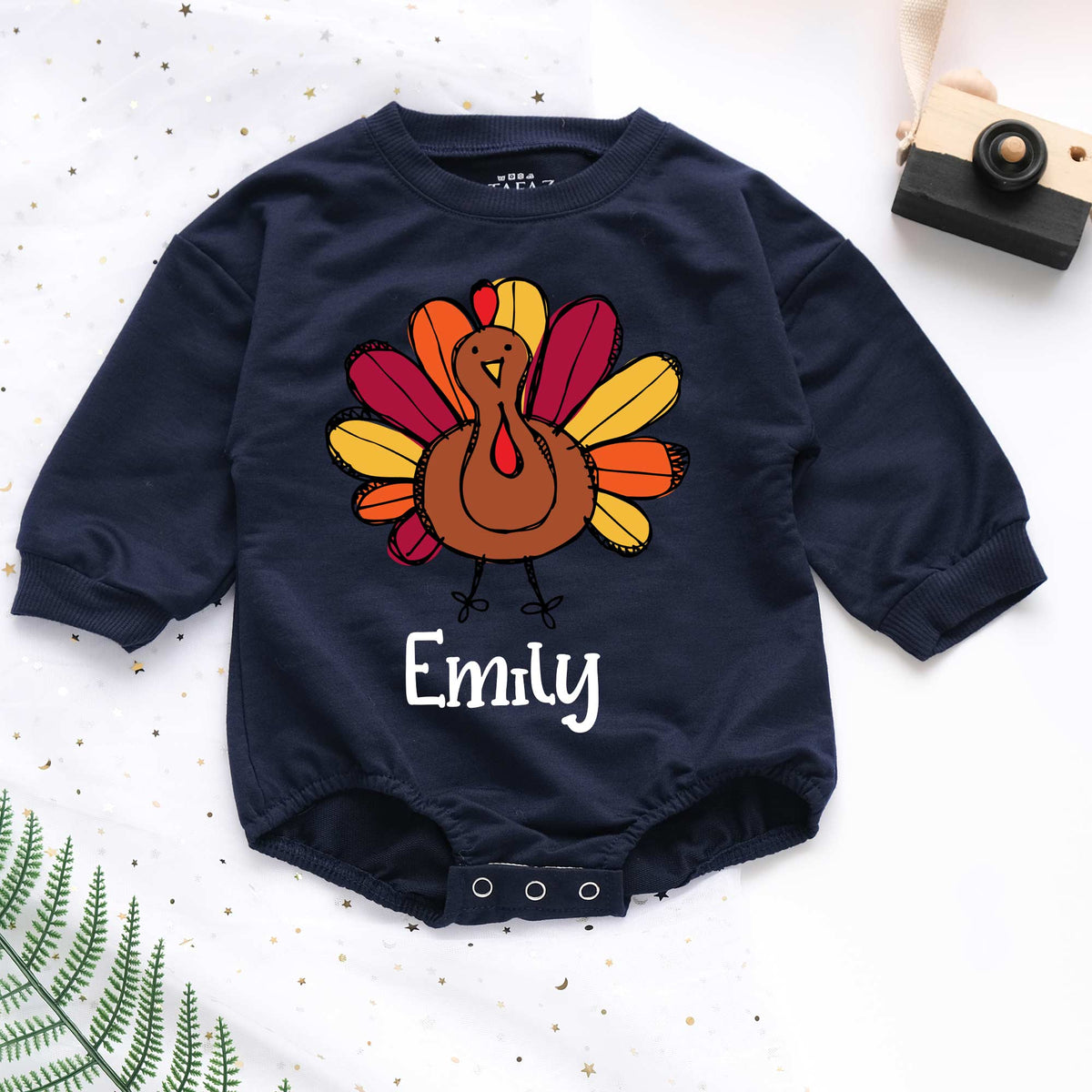 Thanksgiving Turkey Personalized Baby Romper - Short/Long Sleeve (0-2Y) - LuthCreative