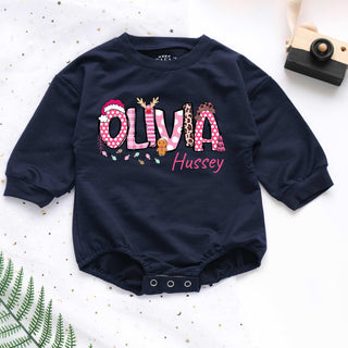 Christmas Candy Custom Name Personalized Baby Romper - Short/Long Sleeve (0-2Y)