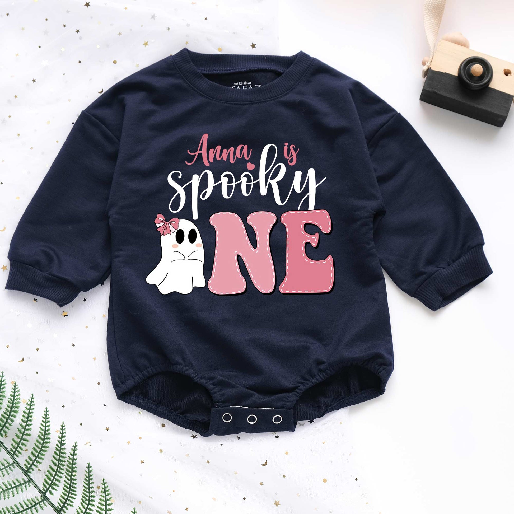 Spooky "Little Boo" Personalized Baby Romper - Short/Long Sleeve (0-2Y) - LuthCreative