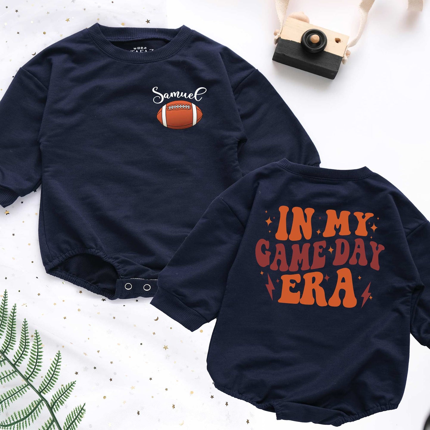 Football In My Game Day Era Custom Name Personalized Baby Romper - Short/Long Sleeve (0-2Y) - LuthCreative