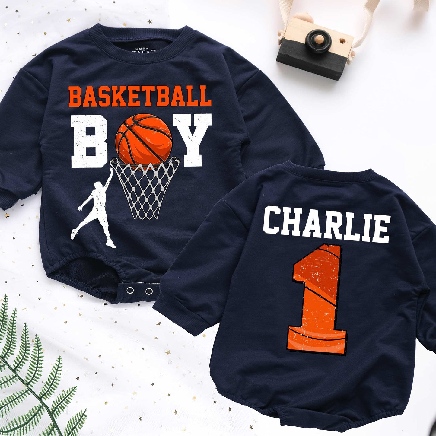 Basketball Boy Custom Name Personalized Baby Romper - Short/Long Sleeve (0-2Y) - LuthCreative