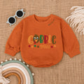 Baby Bodysuit Romper Long Sleeve Gobble Customize Name Neck Personalized Custom Babysuit - Gift For Baby And Mom - LuthCreative