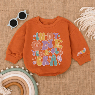 Baby Bodysuit Romper Long Sleeve In My One Year Old Era Personalized Custom Babysuit - Gift For Baby And Mom