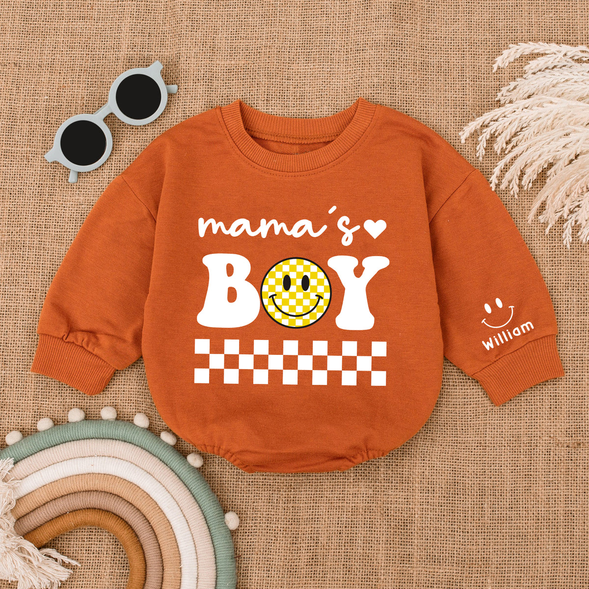 2 Sides Bodysuit Romper Long Sleeve Mama's Boy Personalized Custom Babysuit - Gift For Baby And Mom - LuthCreative
