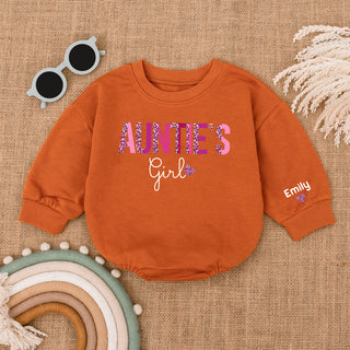 Baby Bodysuit Romper Long Sleeve Customize Name Auntie's Girl Personalized Custom Babysuit - Gift For Niece And Auntie