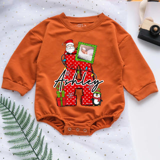 First Letter Custom Name Christmas Personalized Baby Romper - Short/Long Sleeve (0-2Y)