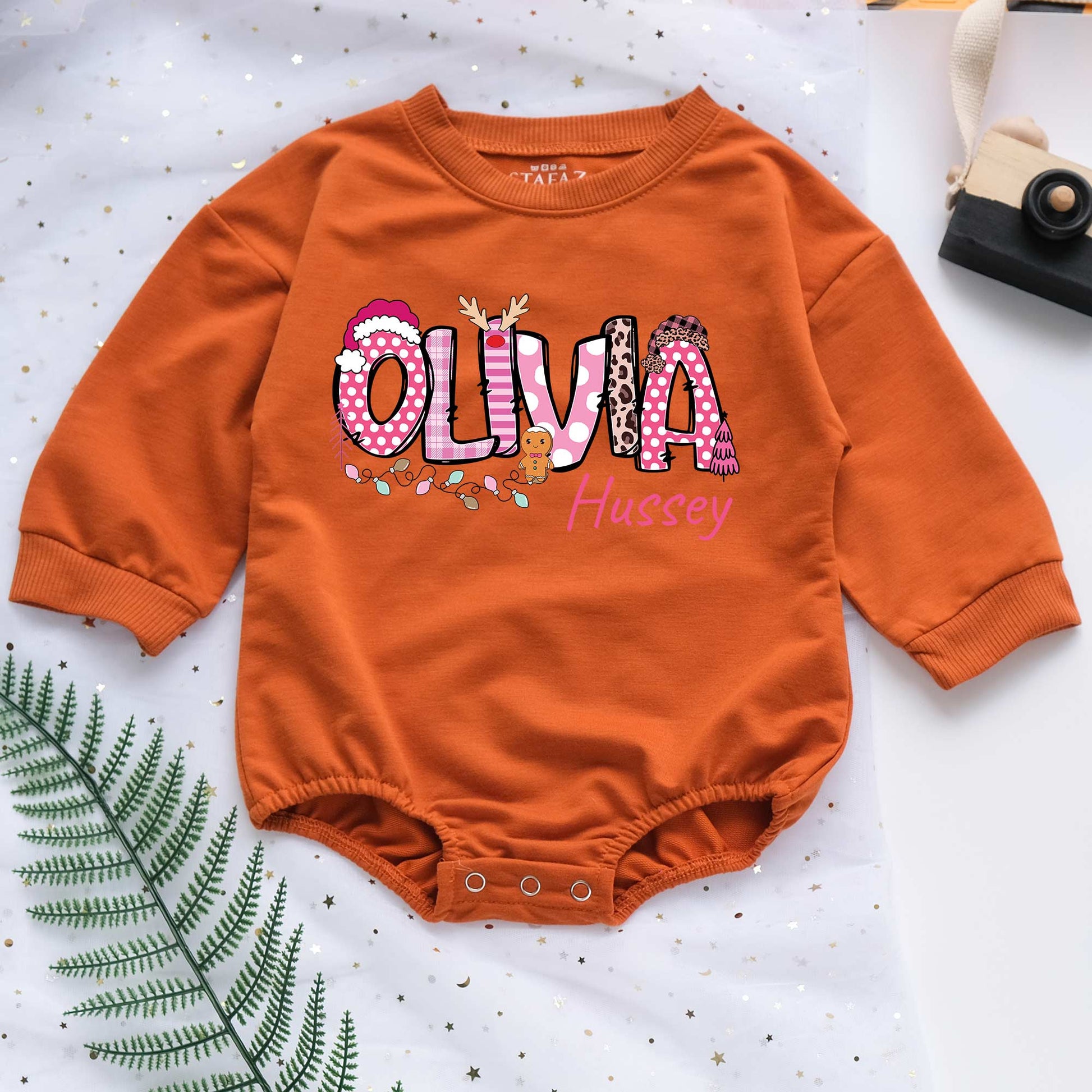 Christmas Candy Custom Name Personalized Baby Romper - Short/Long Sleeve (0-2Y) - LuthCreative