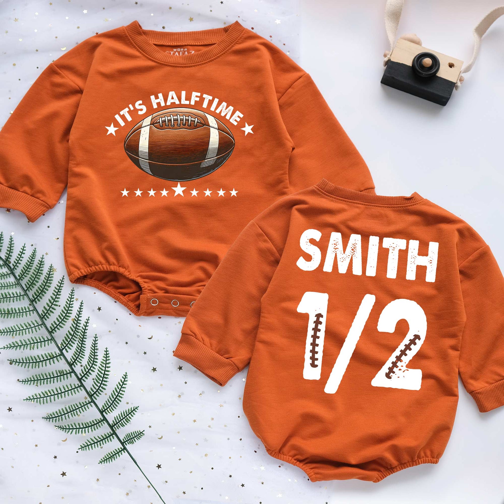 Baby Bodysuit Romper Long Sleeve Customize It's Halftime Personalized Custom Babysuit - Gift For Baby - LuthCreative